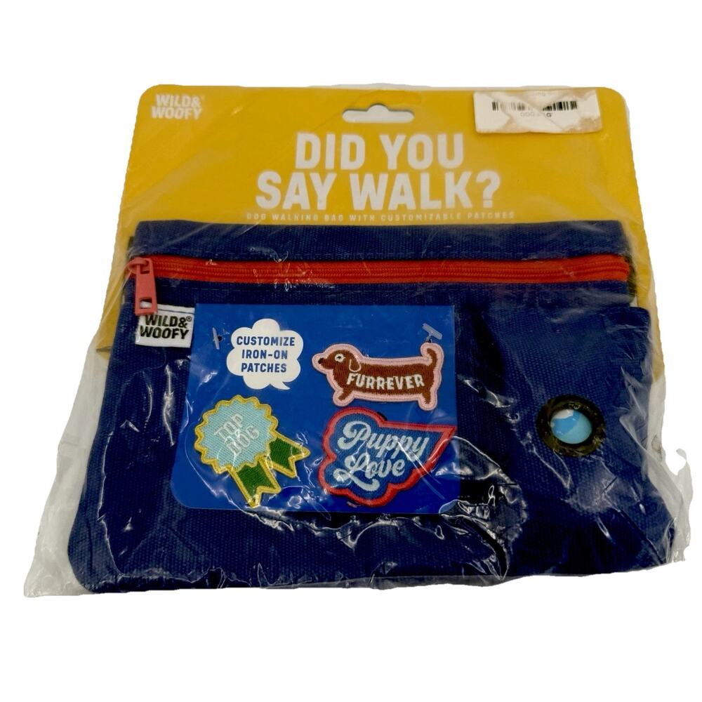 Wild & Woofy Hands Free Customizable Dog Walking Bag Hands Free With Patches New